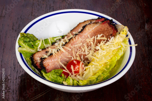 Roasted pork with salad
