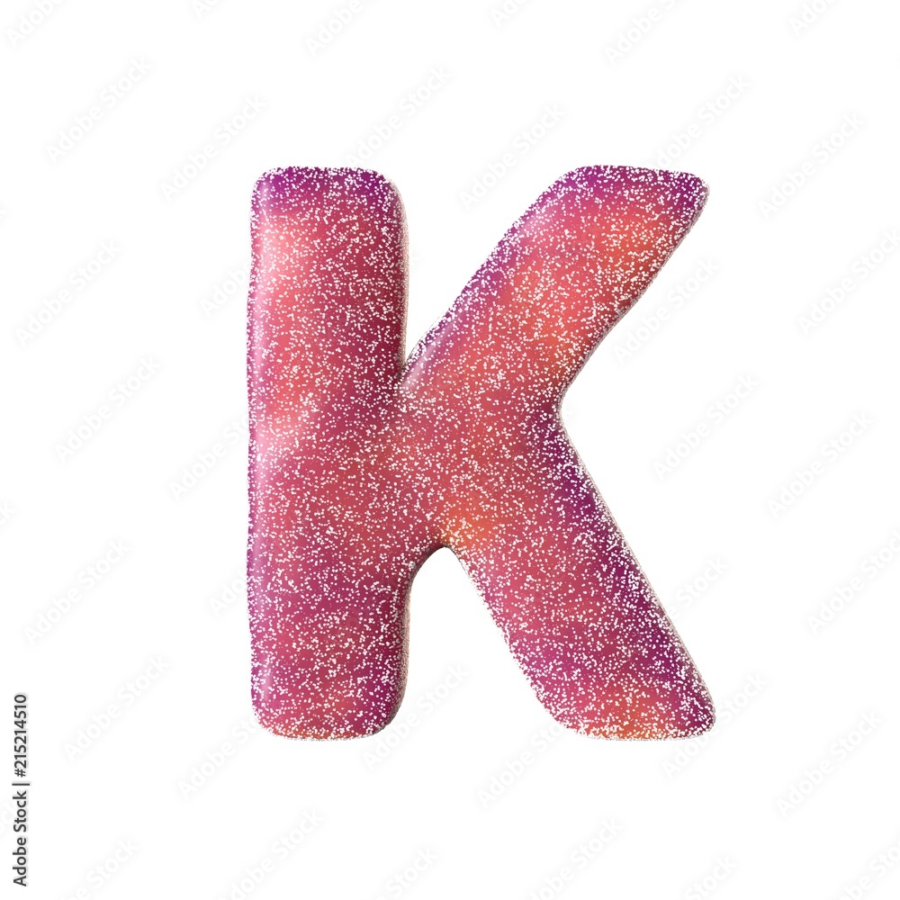 Red sour candy letter K Isolated on white background Red sour candy letter K Isolated on white background