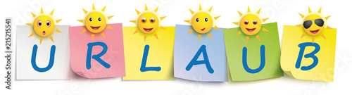 Sonnen Smileys Klebezettel Urlaub
