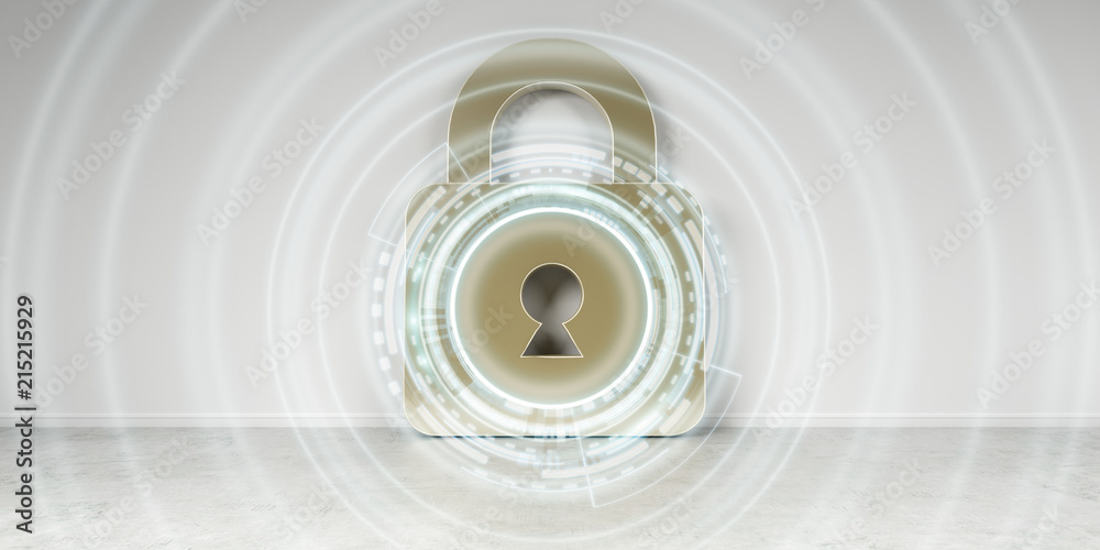 Obraz premium Hacking on digital house security 3D rendering