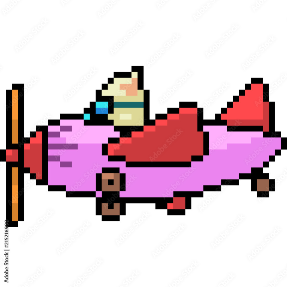 Obraz premium vector pixel art cat ride plane