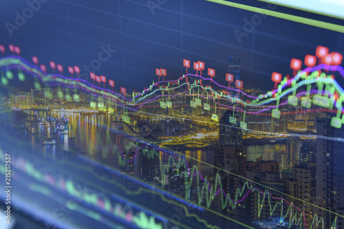 Stock market concept with cityscape background,real estate concept