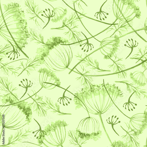 Vintage seamless watercolor pattern of plants. Herbs  flowers  dried flowers  green flowers watercolor. Beautiful stylish floral background for paper  material  fabric.