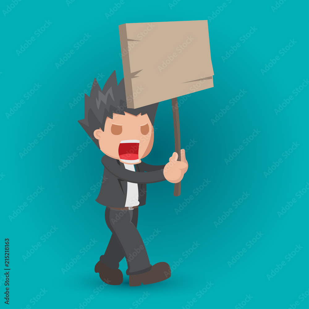 Man Hold Board Protest Strike Vector Man Hold Board Protest Strike Vector