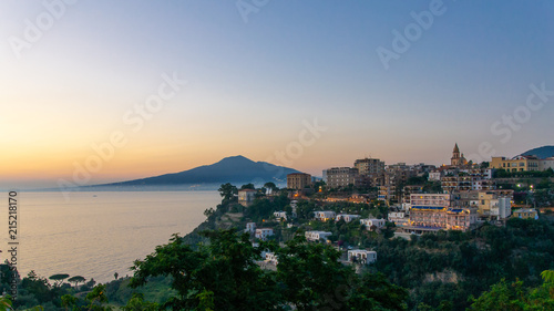 View on Vico Equense and Vesuveus in sunsetlight photo