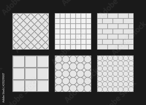 Set of street pavements top view vector illustration.