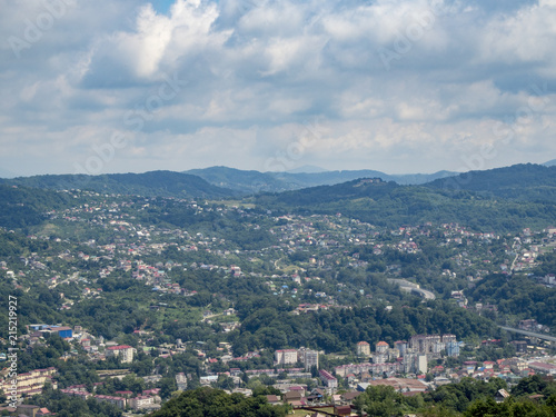 Many houses in the mountainous area of Sochi