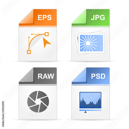 Filetype format icons - psd, raw, jpg, eps