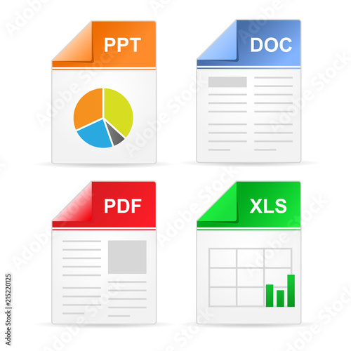 Filetype format icons - ppt, doc, pdf, xls photo