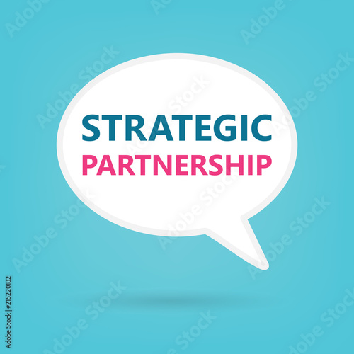 strategic partnership written on speech bubble- vector illustration