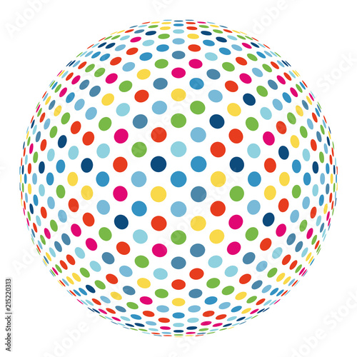 Colorful abstract mosaic sphere 3D vector background