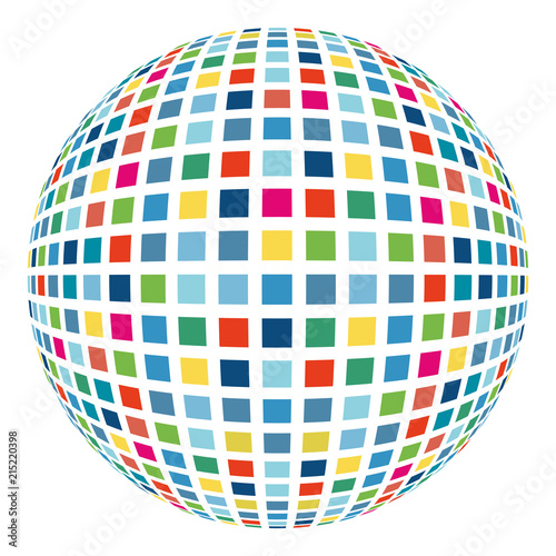 Colorful abstract mosaic sphere 3D vector background
