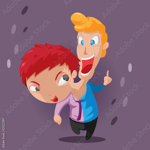 Two Head Twin Character Design Vector