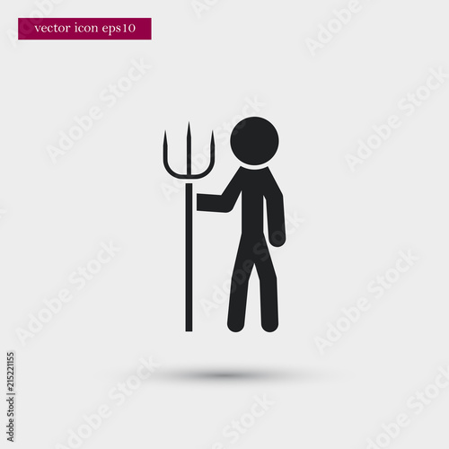 Farmer with pitchfork icon. Simple gardening element illustration. Vector symbol design from agriculture collection. Can be used in web and mobile.