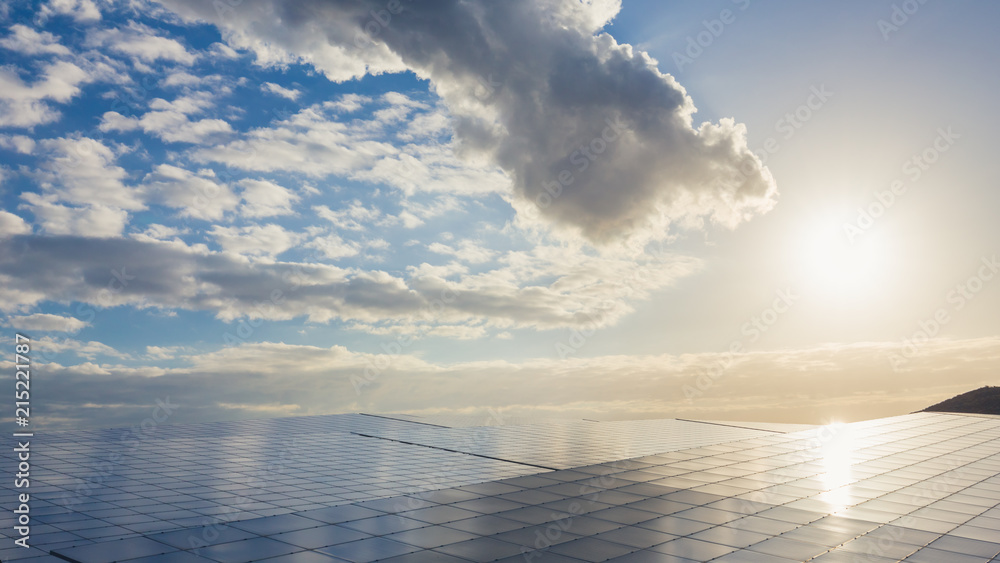 Group of solar and photovoltaic panels for electric power production.