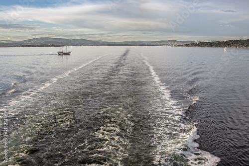 views into Oslo in Norway, from a ferry