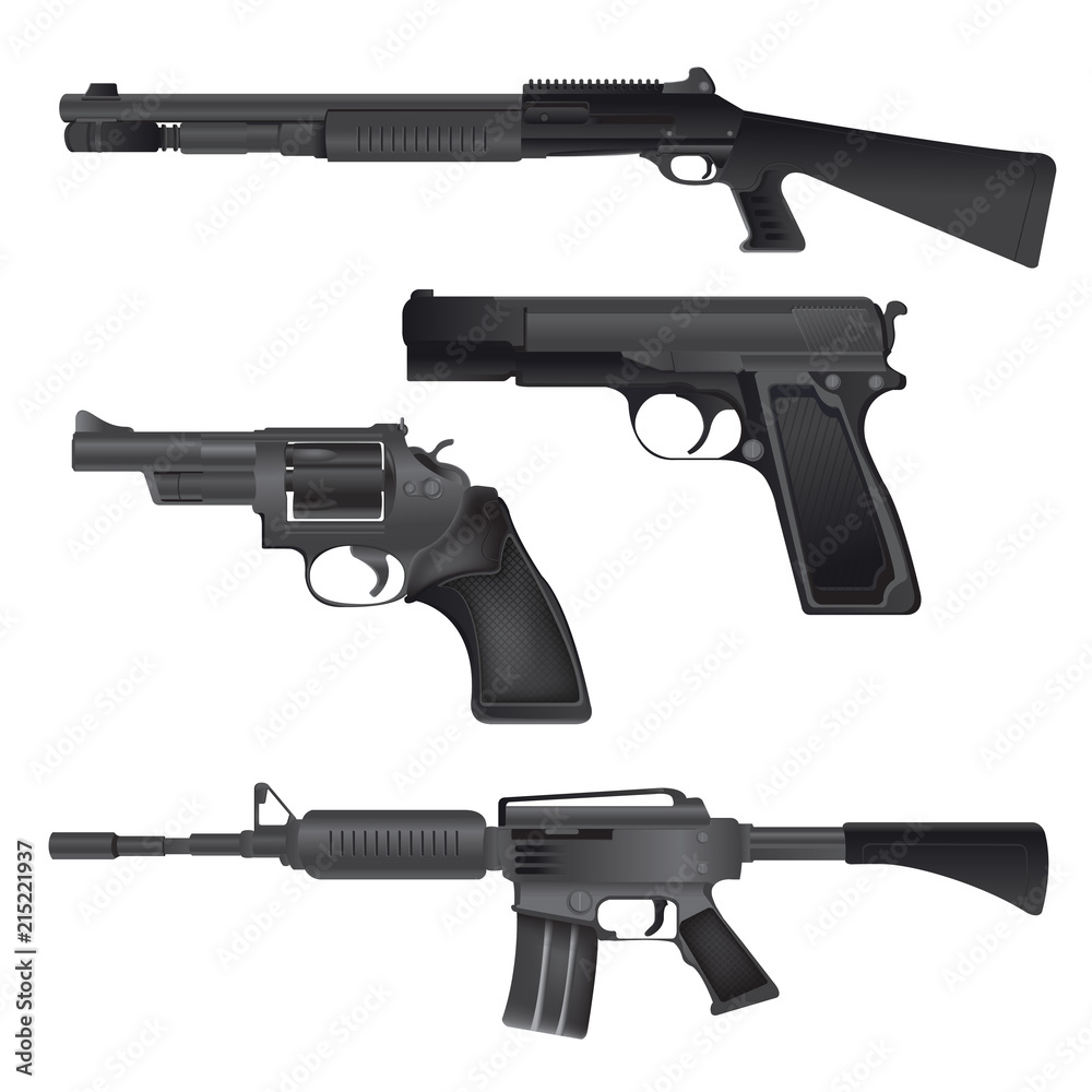 Gun Weapon Crime War Isolate Vector
