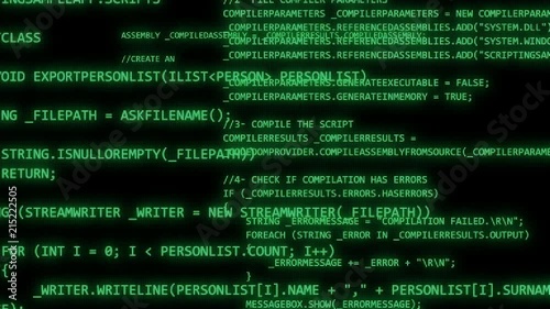 Programming Code Running On Computer Screen