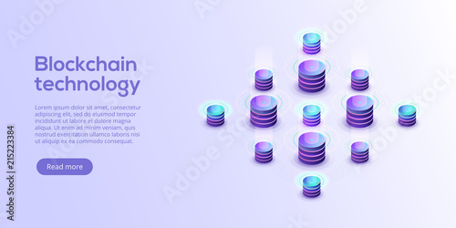 Hosting server isometric vector illustration. Abstract 3d datacenter or data center room background. Network mainframe infrastructure website header layout. Computer storage or farming workstation.