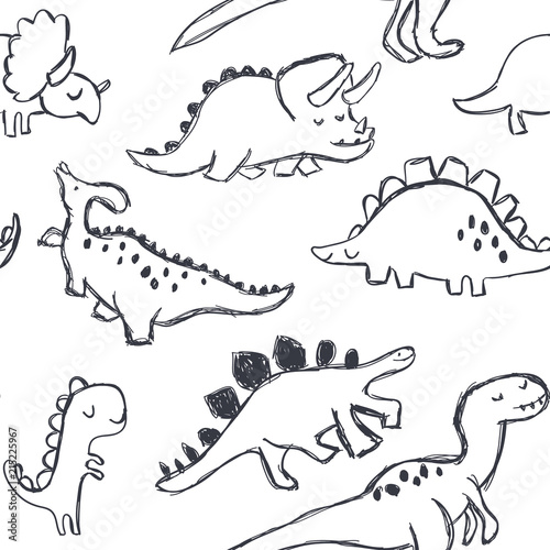 Cute dinosaurs seamless pattern