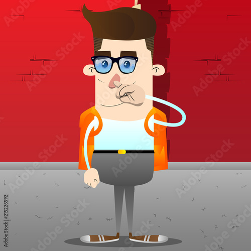 Schoolboy with symphaty. Vector cartoon character illustration. photo