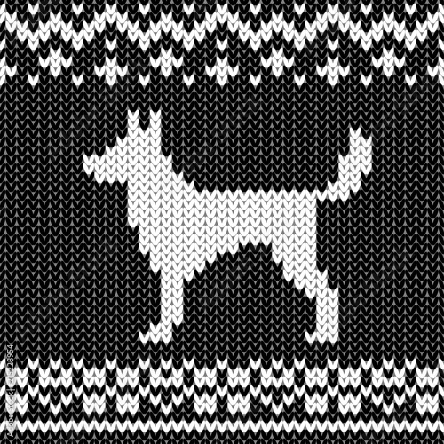 Abstract monochrome knitted seamless pattern. Knit texture sheme swatch for new year card, christmas invitation, holiday wrapping paper, winter vacation travel and ski resort advertising etc.