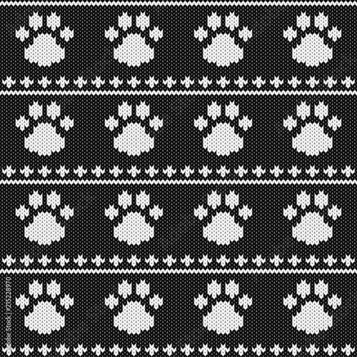 Abstract monochrome knitted seamless pattern. Knit texture sheme swatch for new year card, christmas invitation, holiday wrapping paper, winter vacation travel and ski resort advertising etc.