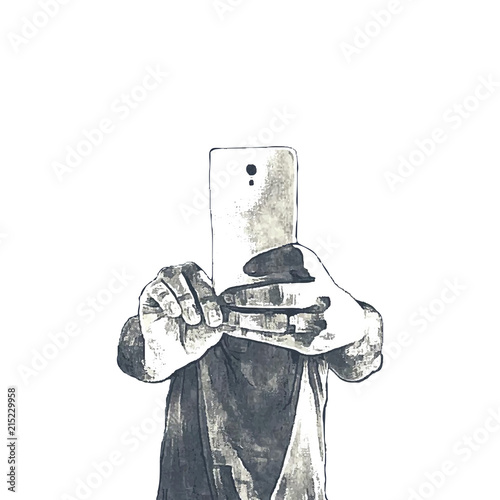 Smartphone taking picture - vintage style