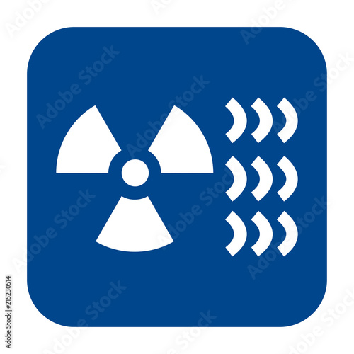 Vector monochrome flat design icon of industrial radiography.  Blue isolated roentgenography symbol.
