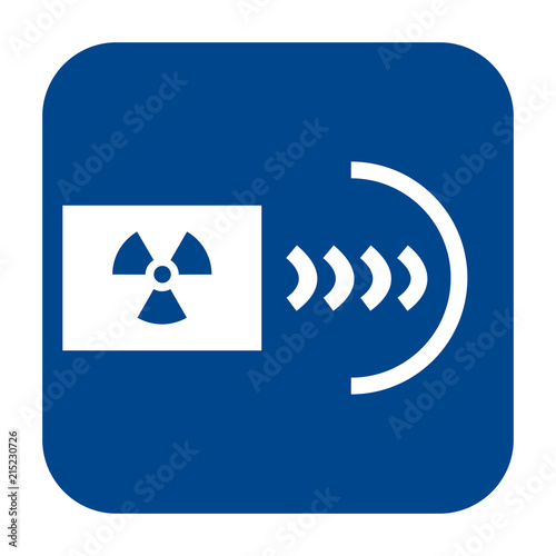 Vector monochrome flat design icon of industrial radiography.  Blue isolated roentgenography symbol.
