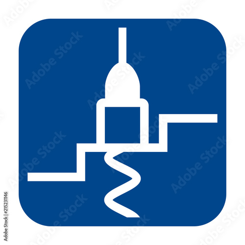 Vector monochrome flat design icon of thickness measurement.  Blue isolated symbol.