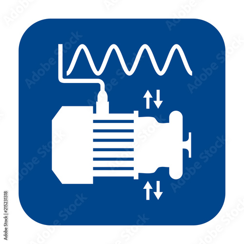 Vector monochrome flat design icon of vibration analysis.  Blue isolated symbol.