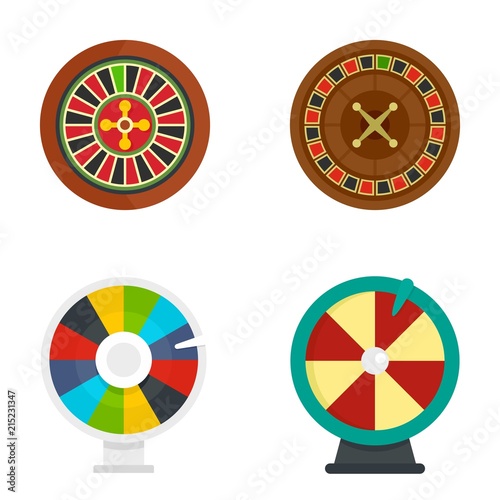 Roulette wheel fortune icons set. Flat illustration of 4 roulette wheel fortune vector icons isolated on white