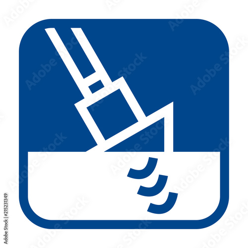 Vector monochrome flat design icon of ultrasonic testing.  Blue isolated symbol.