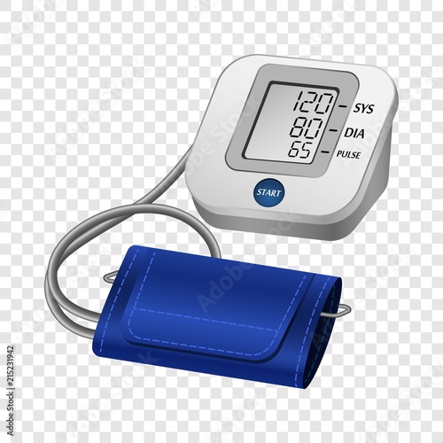 Digital tonometer mockup. Realistic illustration of digital tonometer vector mockup for on transparent background