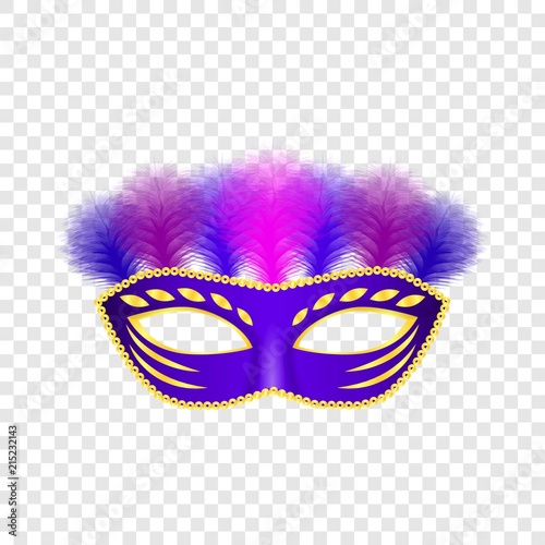 Carnival mask venetian mockup set. Realistic illustration of 4 carnival mask venetian mockups for on transparent background
