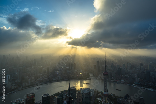 Photography panoramic city skyline in shanghai china