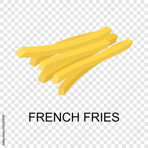 French fries icon. Isometric of french fries vector icon for on transparent background