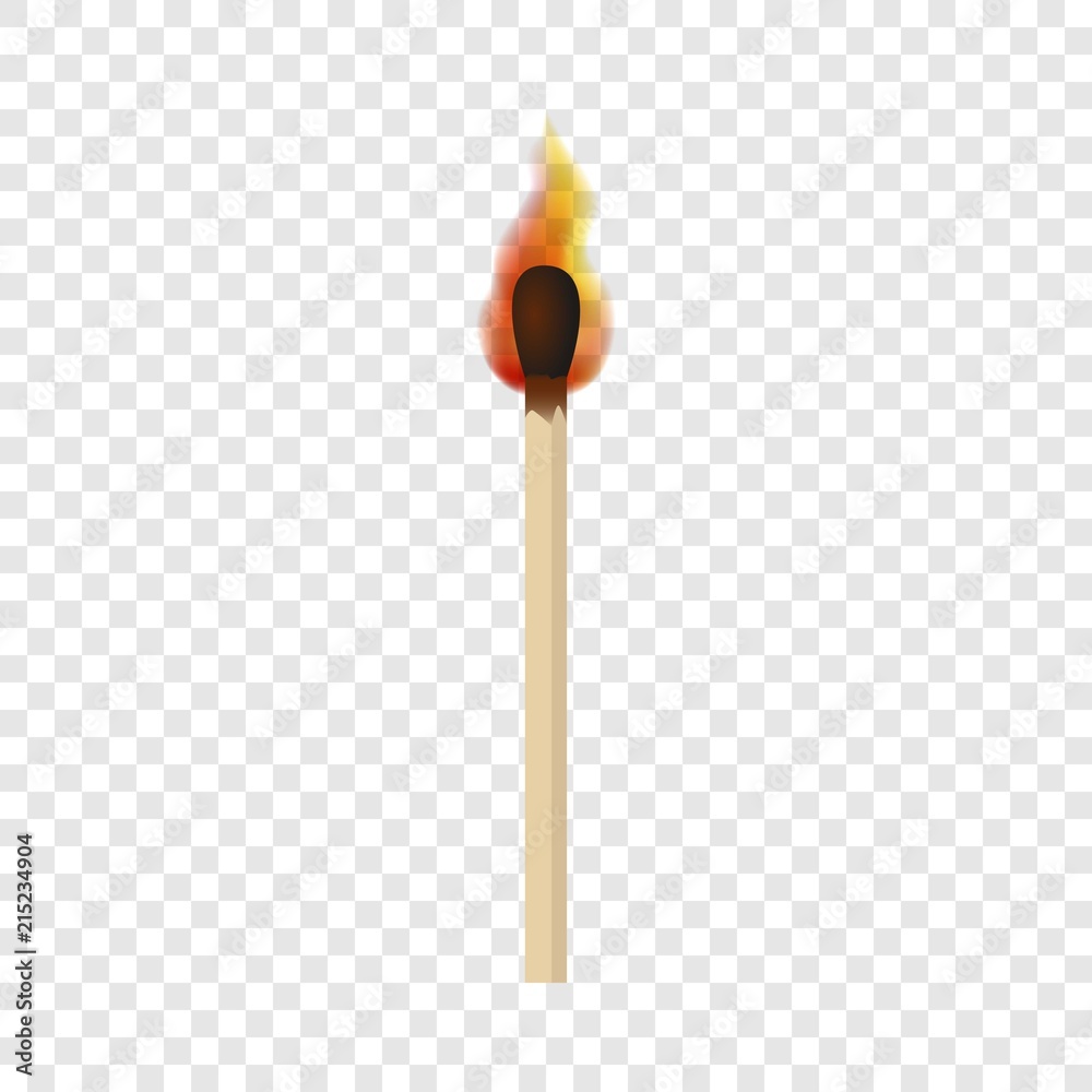 Match with fire flame mockup. Realistic illustration of match with fire flame vector mockup for on transparent background Match with fire flame mockup. Realistic illustration of match with fire flame vector mockup for on transparent background