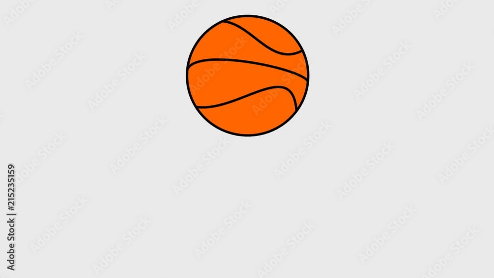 2d animation of a bouncing basketball, video with a transparent background
