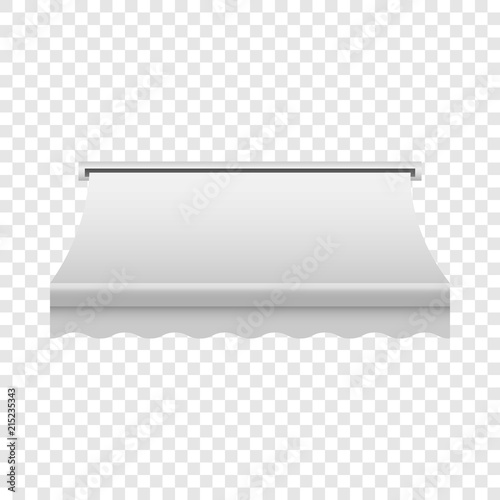 White shop awning mockup. Realistic illustration of white shop awning vector mockup for on transparent background