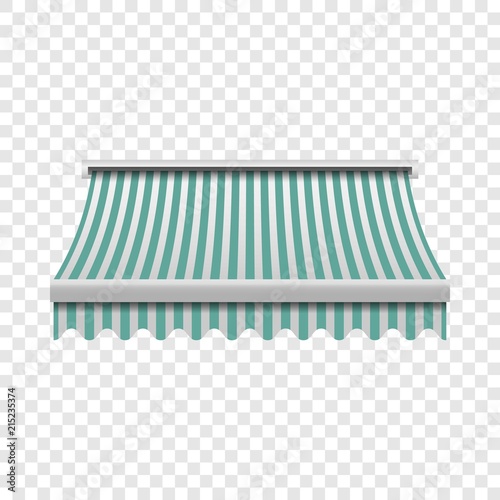 Green white awning mockup. Realistic illustration of green white awning vector mockup for on transparent background