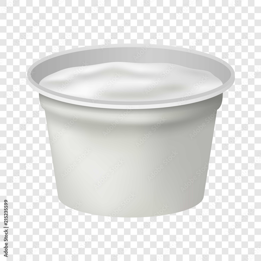 Open round yogurt mockup. Realistic illustration of open round yogurt vector mockup for on transparent background Open round yogurt mockup. Realistic illustration of open round yogurt vector mockup for on transparent background