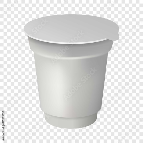 Yogurt round box mockup. Realistic illustration of yogurt round box vector mockup for on transparent background