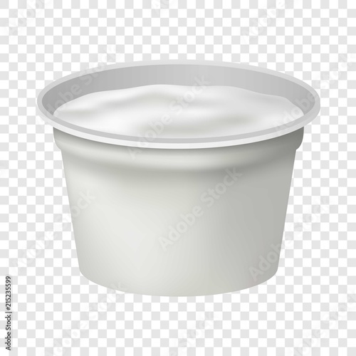 Open round yogurt mockup. Realistic illustration of open round yogurt vector mockup for on transparent background