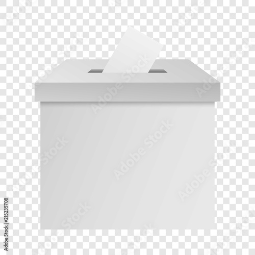 White election box mockup. Realistic illustration of white election box vector mockup for on transparent background