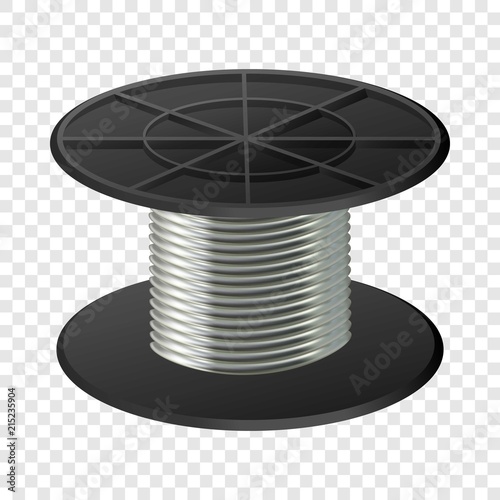 Silver cable coil mockup. Realistic illustration of silver cable coil vector mockup for on transparent background
