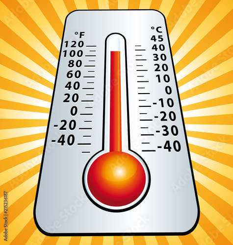 Heat wave. Maximum temperature thermometer. Vector illustration.