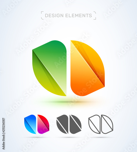 Free Download Vector abstract letter O or H, N logo template. Material design, flat and line style - GFXLoad