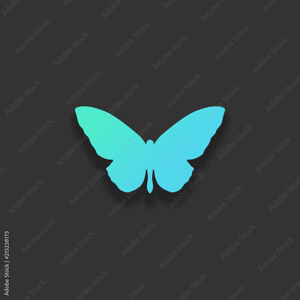 butterfly icon. Colorful logo concept with soft shadow on dark b butterfly icon. Colorful logo concept with soft shadow on dark b